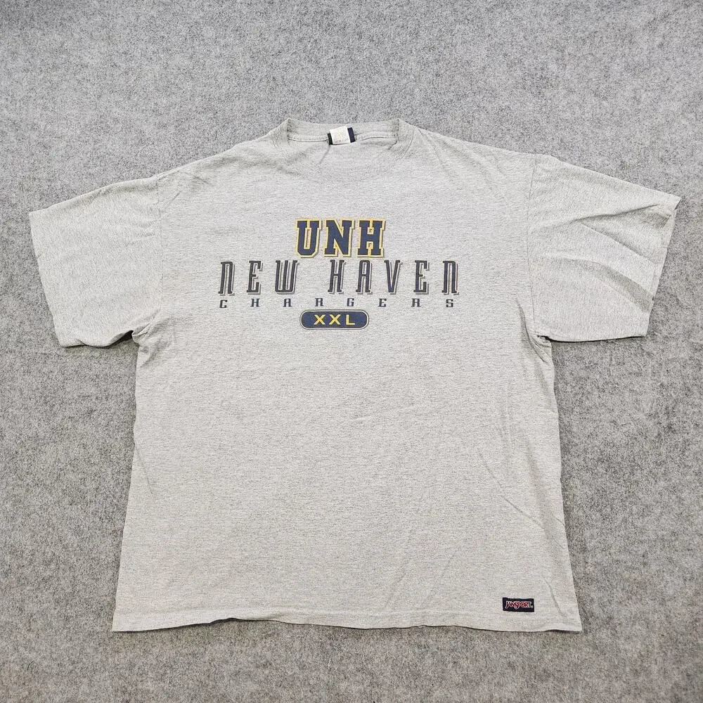 Vintage UNH New Haven Chargers T Shirt Mens XL Gray JanSport USA College 90s Tee